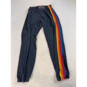 Aviator Nation Womens 5 Stripes Sweatpants Cuffed Tapered Charcoal Small